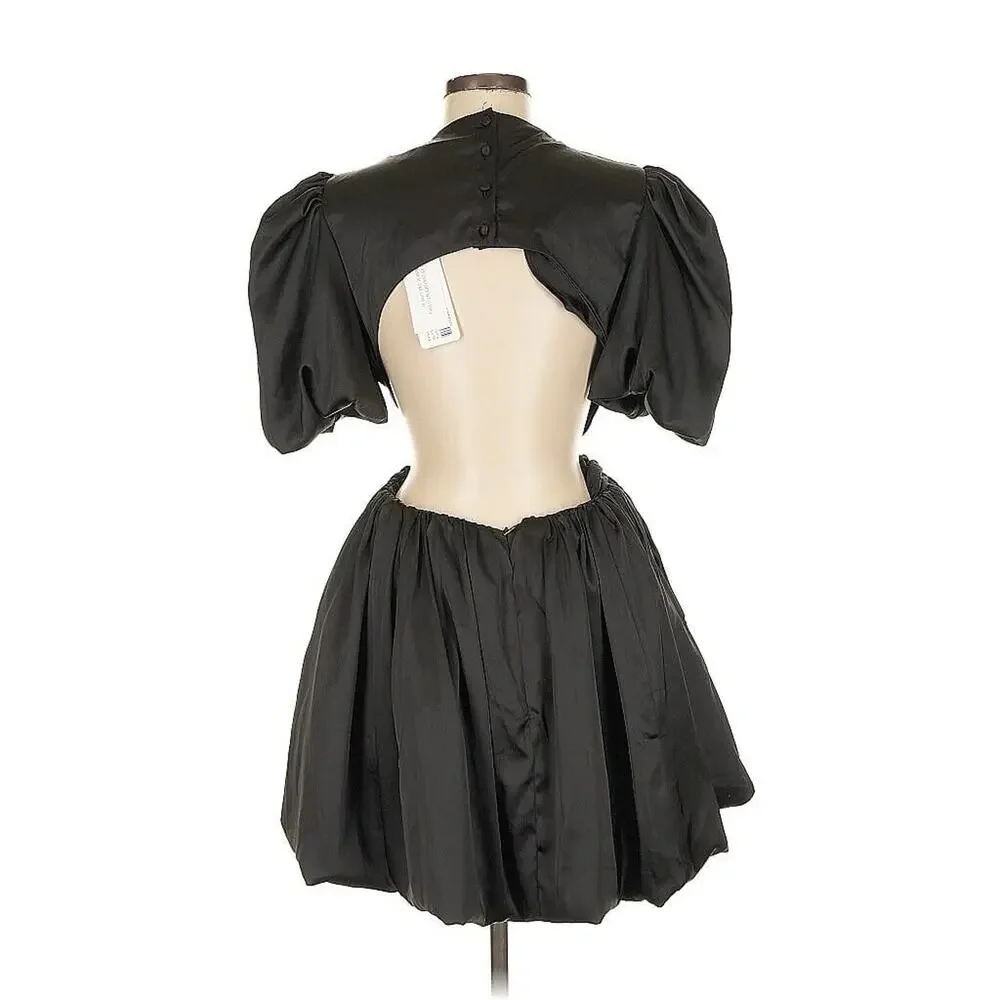 NWT Amy Lynn Alana Puff Sleeve Black Mini Dress M